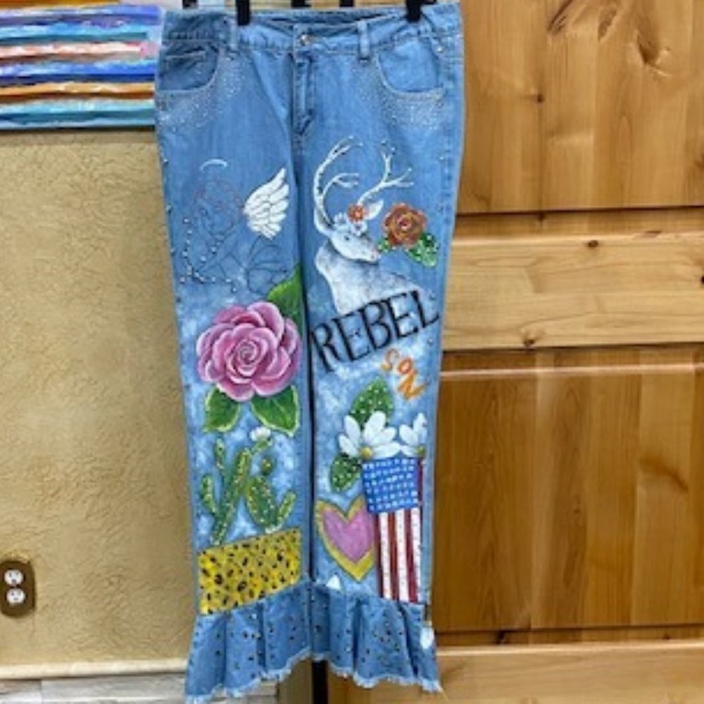Hand Painted ORIGINAL Denim Jean  10/12